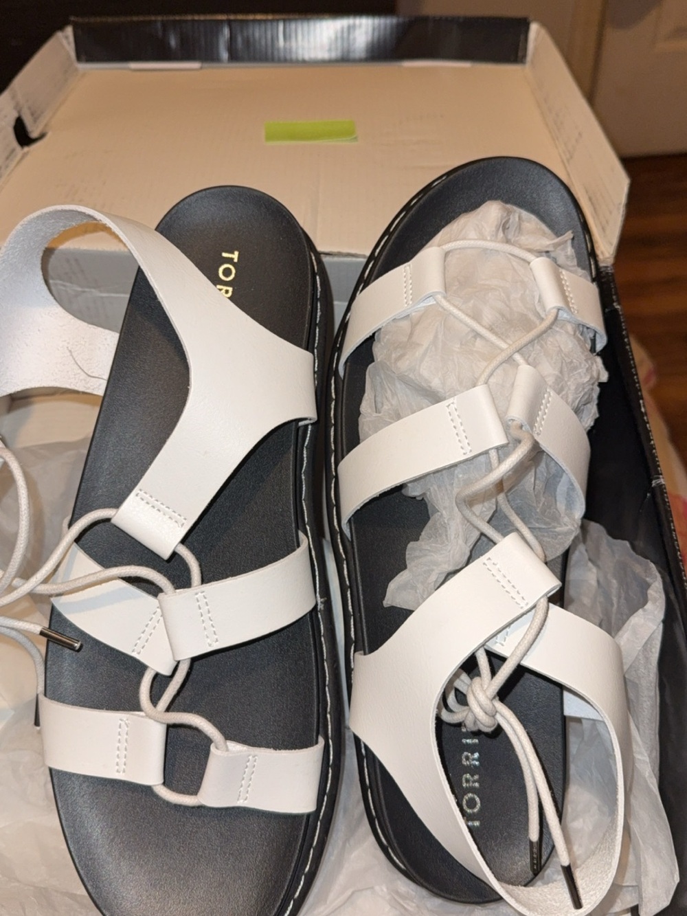 torrid White Lace-Up Strappy Slide Sandals